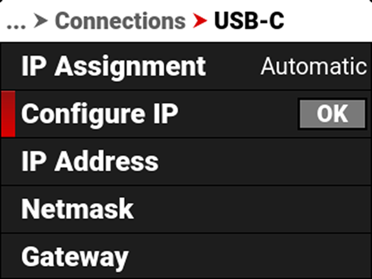 Red V-Raptor USB-C Configuration